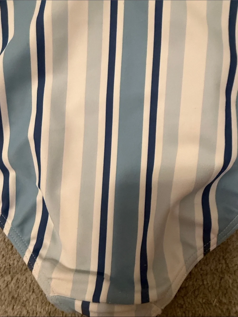 Minnow Girls Blue & White Striped Ruffle One-Piece Swimsuit